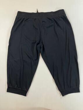 Under Armour UA Tech Women Black Capri Jogger Pants Drawstring Cuffed